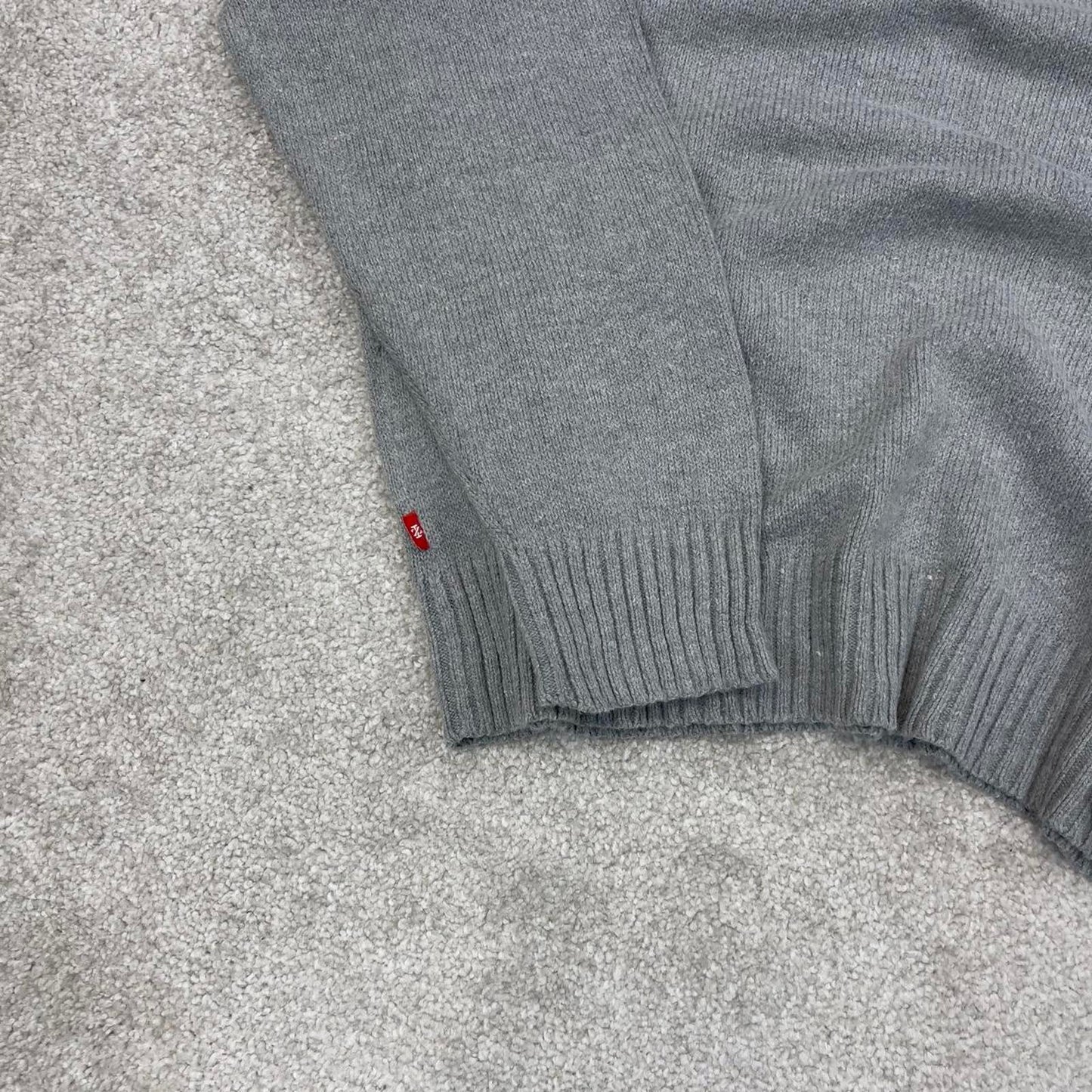 Grey IZOD chunky knit quarter zip pullover jumper XL embroidered logo 1/4 zip sweater y2k style