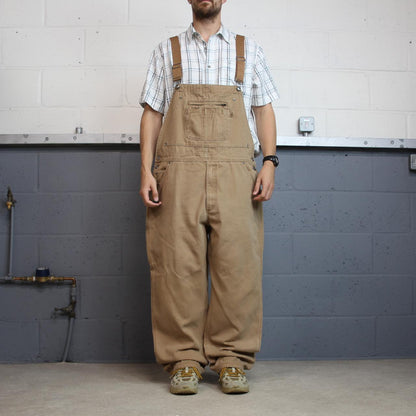 Vintage baggy denim Dungarees loose y2k tan Duluth Trading workwear bib & brace overalls utility
