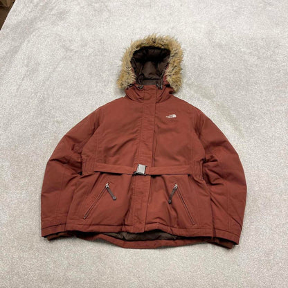 North Face HyVent puffer jacket L women's burgundy y2k 00s style tech windbreaker autumn winter