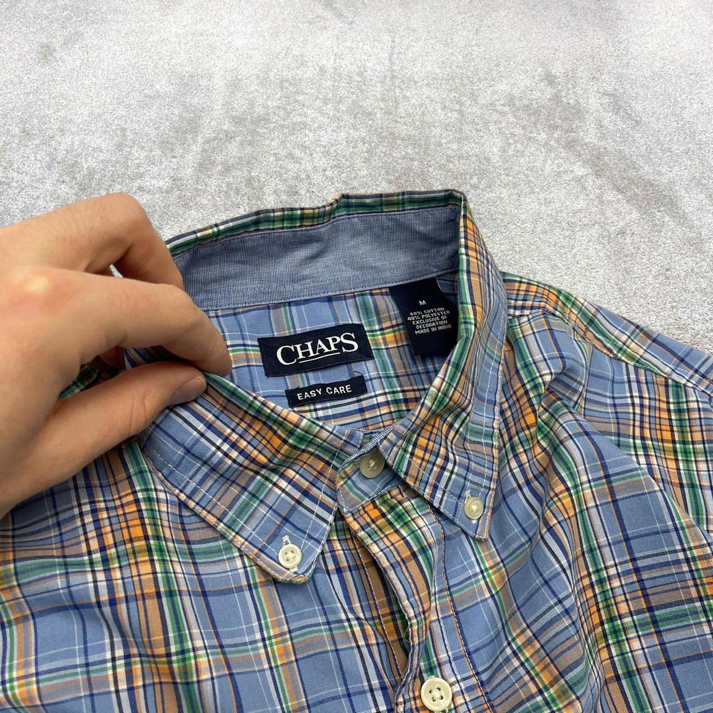 Chaps checkered shirt blue casual M men's long sleeve button up autumn y2k style