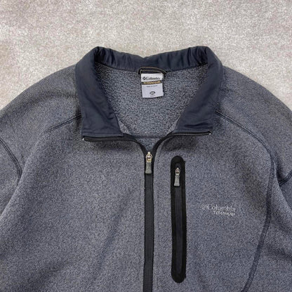 Y2K grey Columbia technical zip up fleece XXL embroidered logo chest pocket