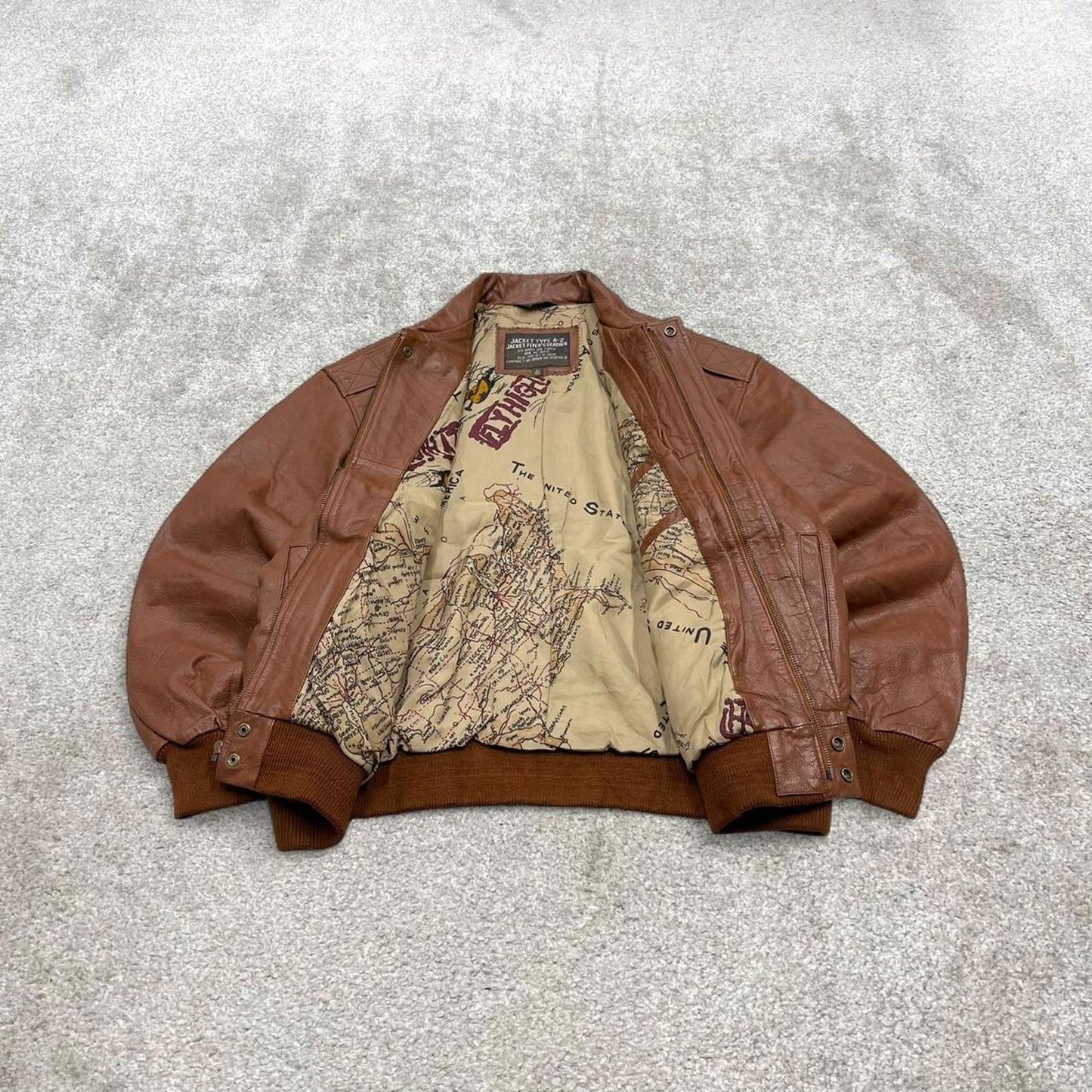 Vintage leather flight aviator jacket brown U.S. Army Air Force boxy genuine leather A-2 flying coat