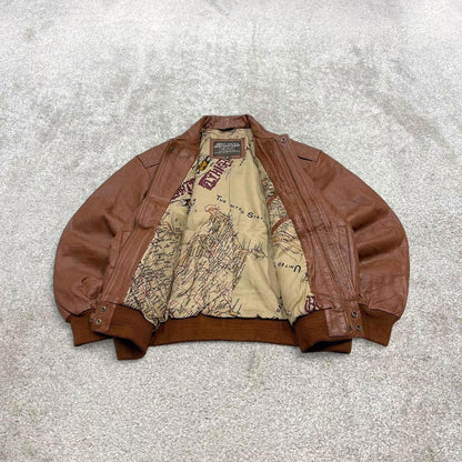 Vintage leather flight aviator jacket brown U.S. Army Air Force boxy genuine leather A-2 flying coat