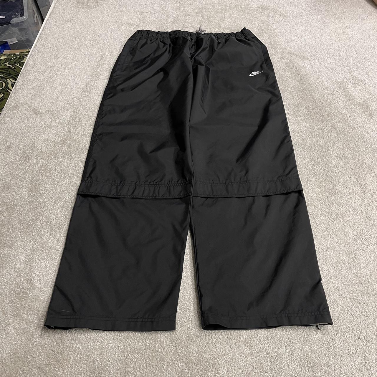 Vintage baggy Nike tracksuit bottoms wide leg black 3XL drawstring & elasticated waist embroidered