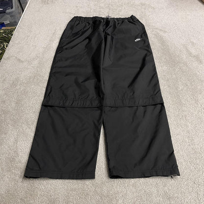 Vintage baggy Nike tracksuit bottoms wide leg black 3XL drawstring & elasticated waist embroidered