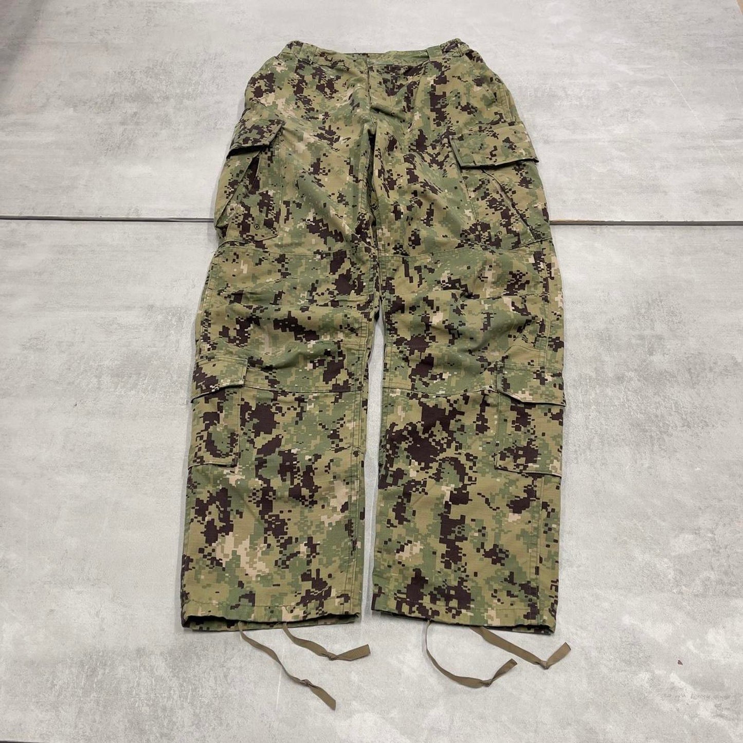 US Navy cargo pants Small baggy green USN digital camouflage trousers double knee adjustable cuffs