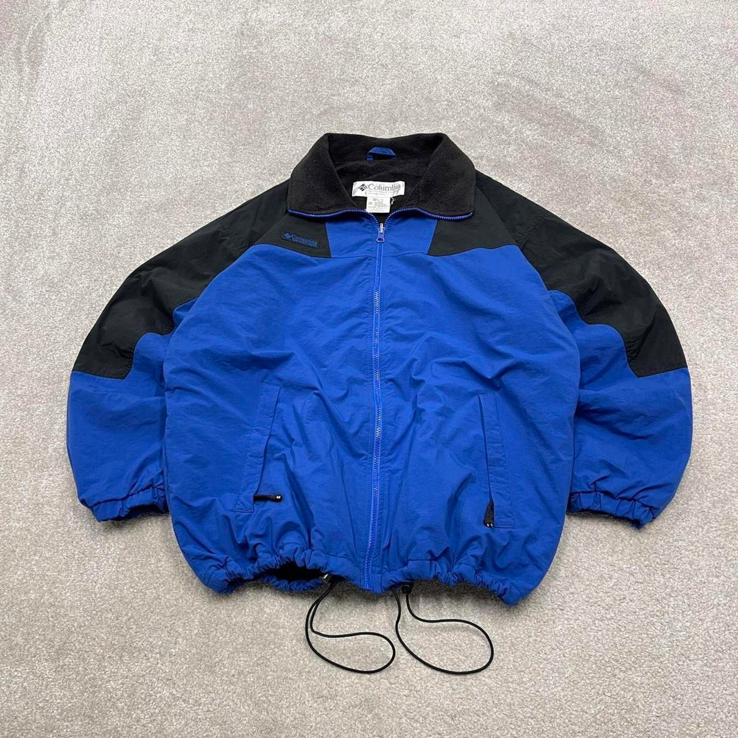 00s Columbia technical windbreaker jacket L blue men's y2k style fleece lined adjustable autumn