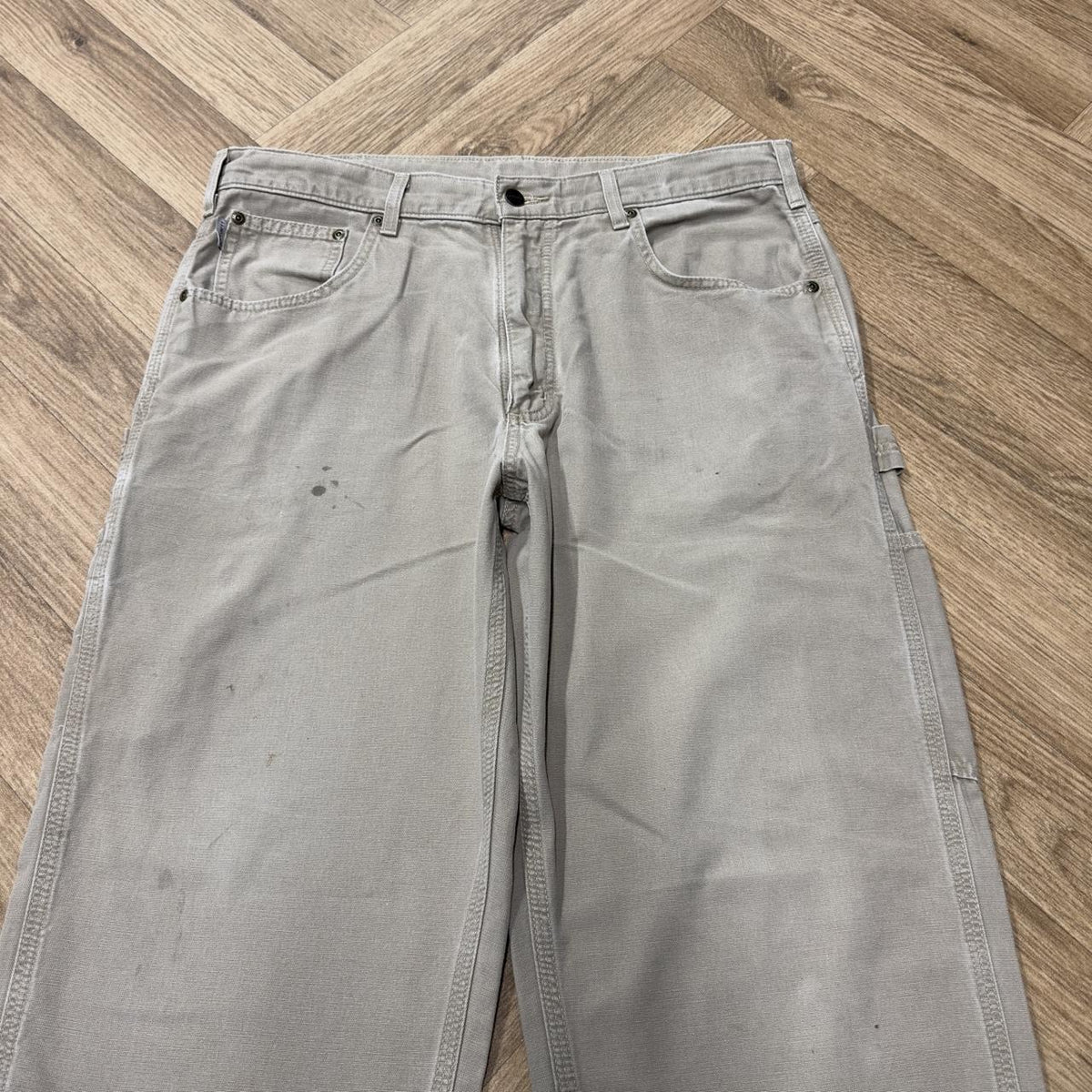 Vintage baggy Carhartt carpenter jeans y2k beige Loose utility workwear skate cargo trousers