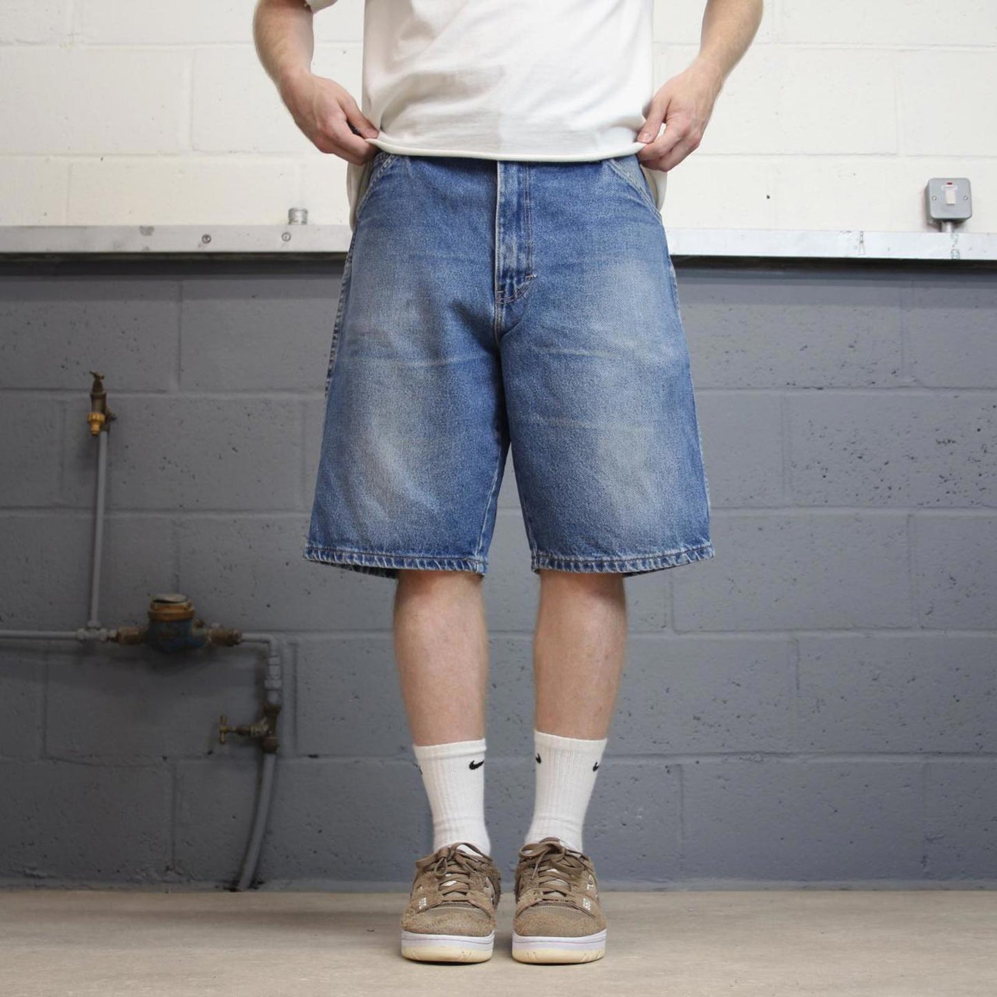 Dickies carpenter skate jorts W36 blue Loose relaxed fit denim cargo summer skate shorts