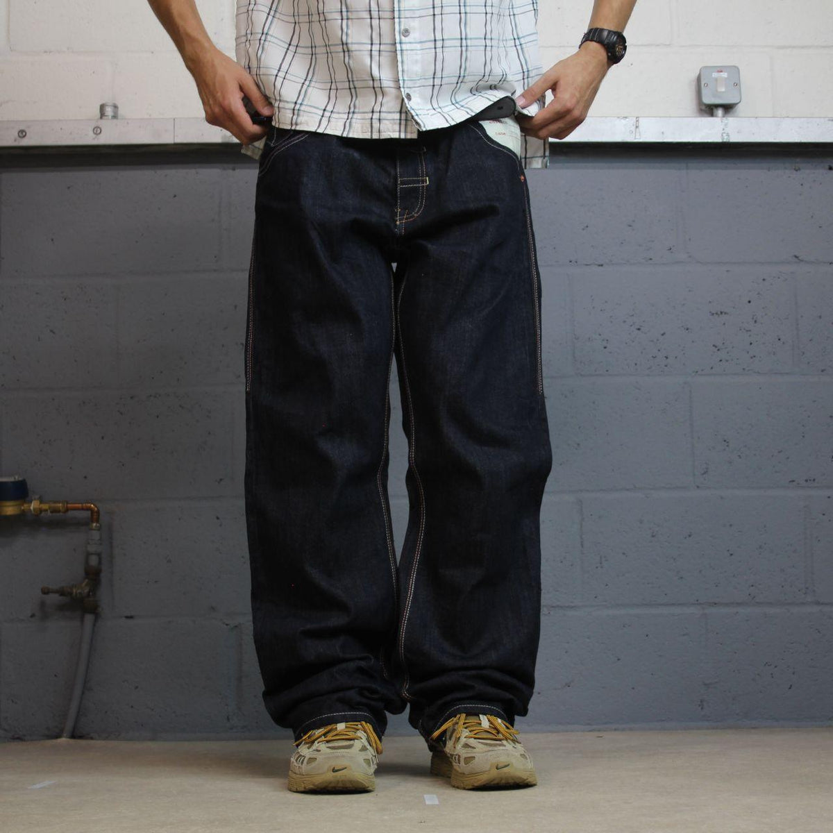 Y2K Artful Dodger Cutter Lads jeans navy straight leg big design hip hop style pants