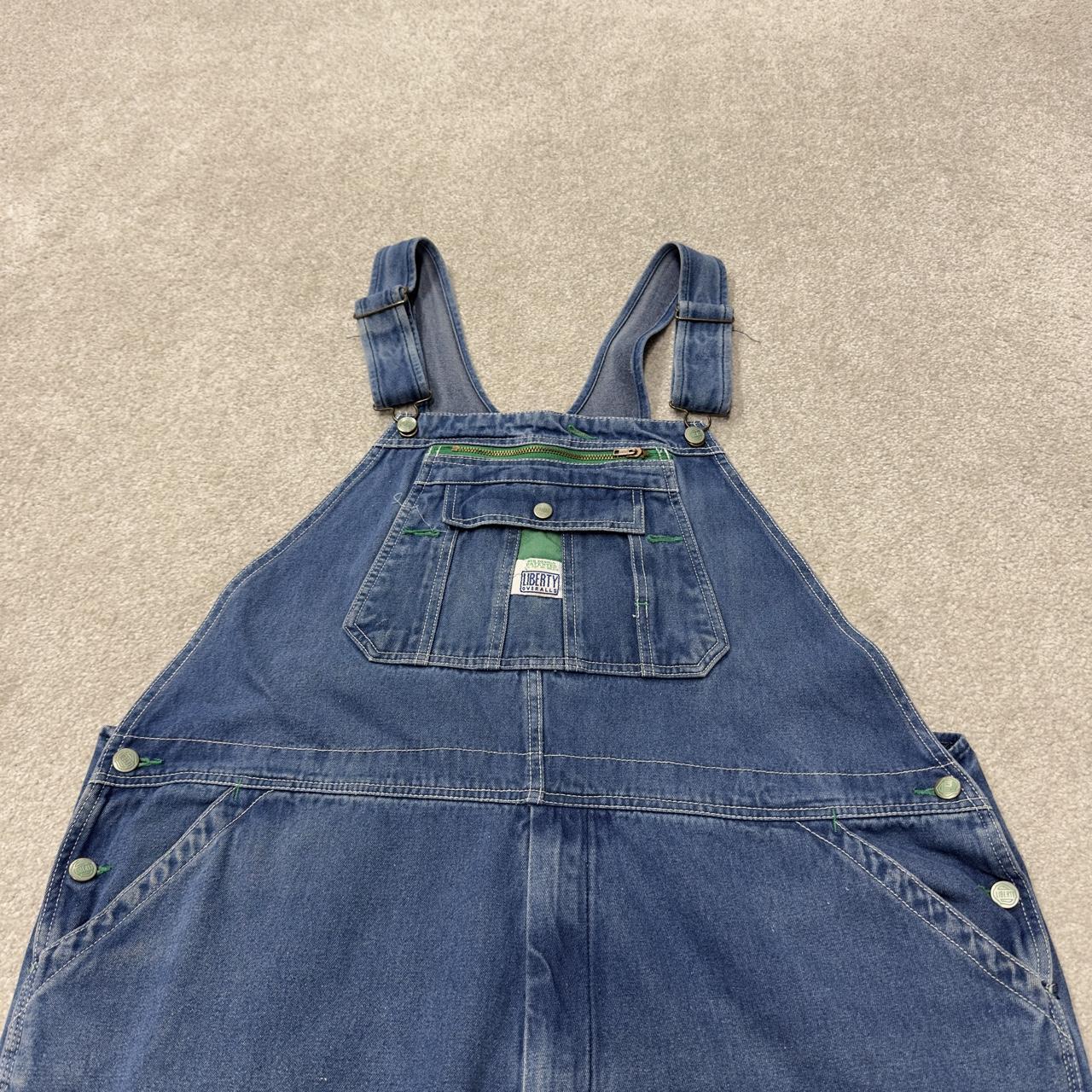 Vintage liberty dungarees 00s denim overalls blue Patch logo and adjustable straps