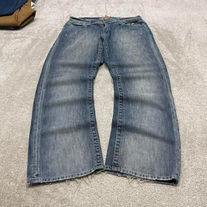 Blue Akademiks jeans W38L34 loose leg denim y2k style skater pants casual wear autumn embroidered