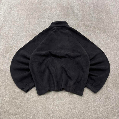 00s Columbia technical fleece boxy cropped S men's black 1/4 zip up y2k style autumn