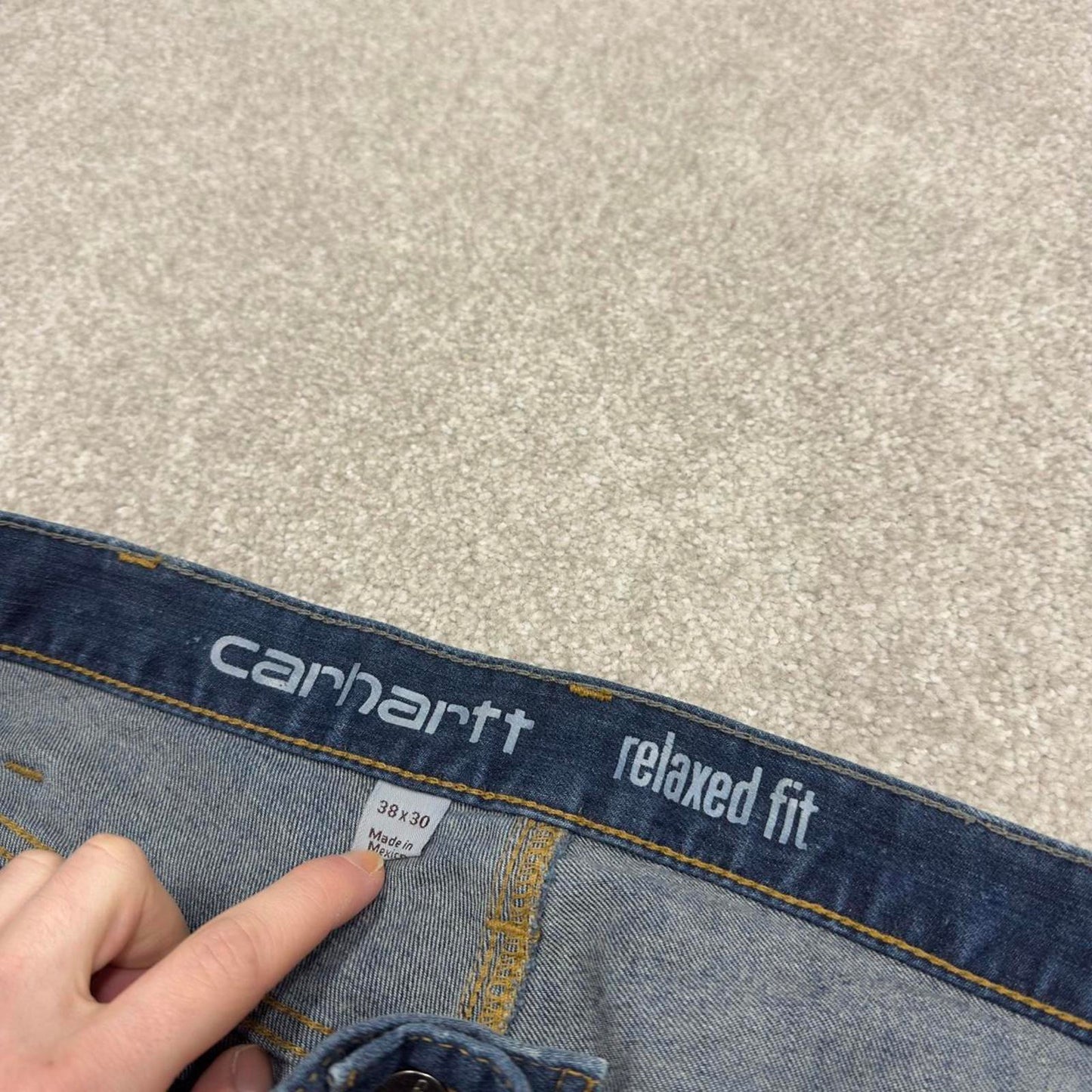 Y2K vintage Carhartt denim jeans blue Straight leg relaxed fit skate style workwear pants