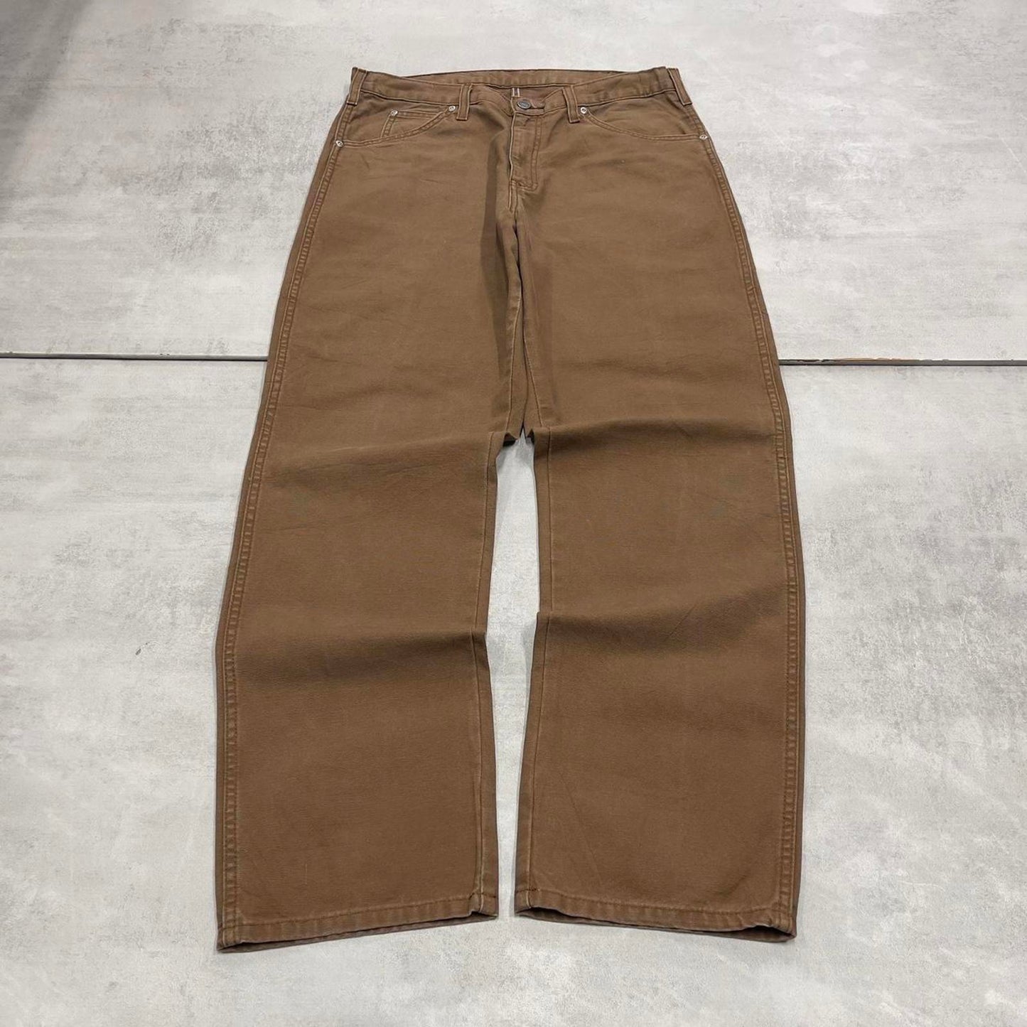 Baggy Dickies carpenter jeans W32L30 90s skate style brown thick canvas cargos