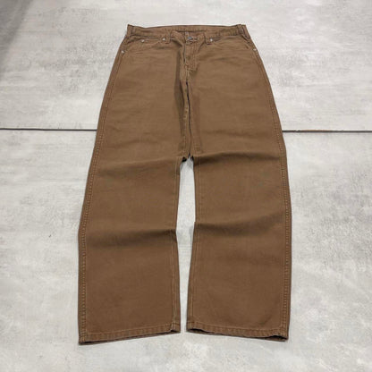 Baggy Dickies carpenter jeans W32L30 90s skate style brown thick canvas cargos