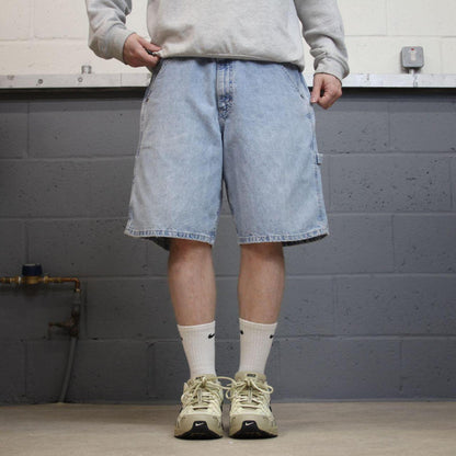 Lee denim carpenter shorts cargo blue Loose leg skater style surf jorts