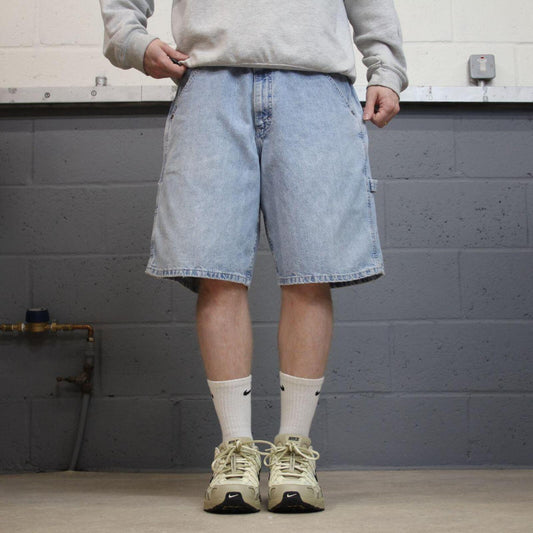 Lee denim carpenter shorts cargo blue Loose leg skater style surf jorts