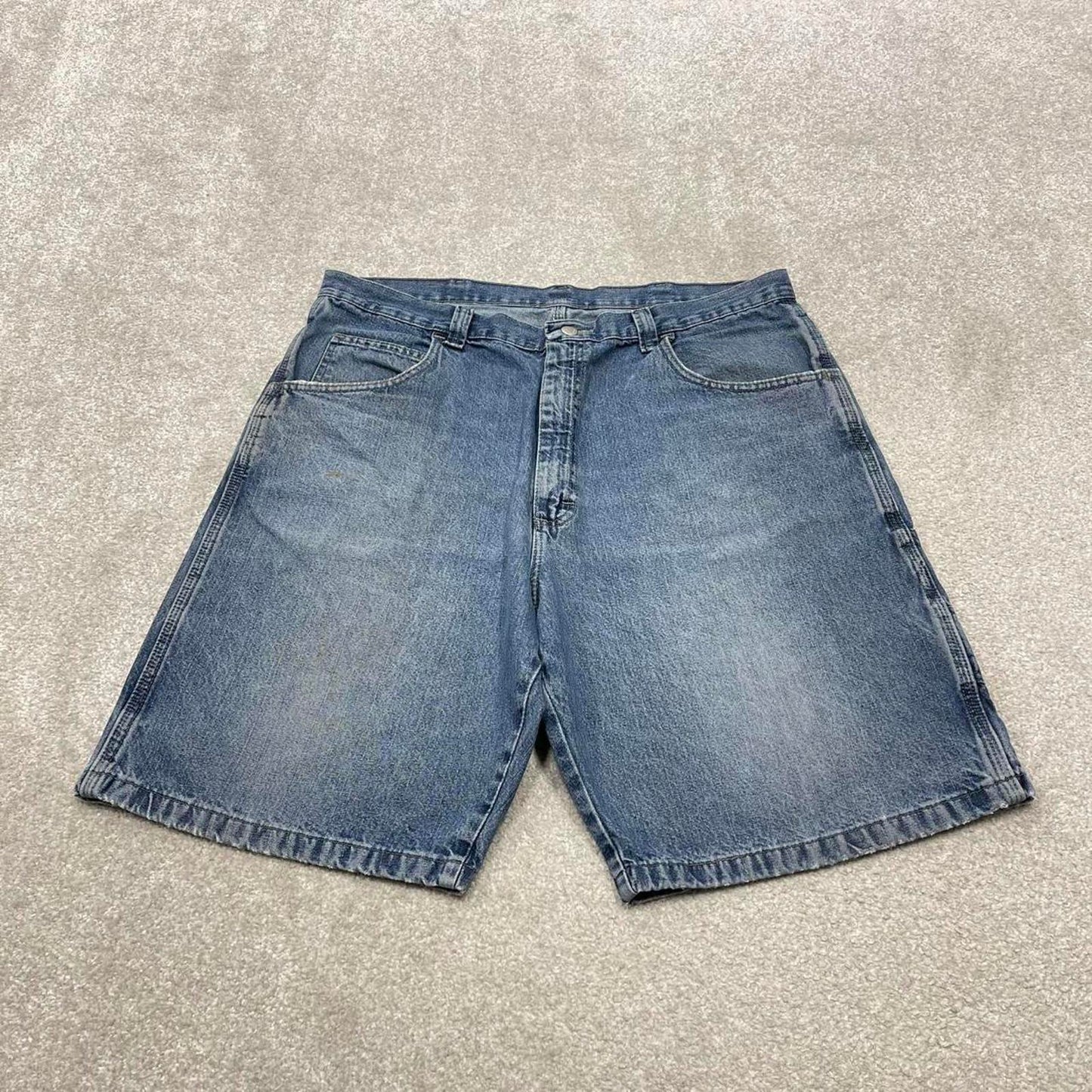 Y2k baggy Wrangler carpenter shorts skater style blue Denim wide leg summer festival jorts