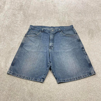 Y2k baggy Wrangler carpenter shorts skater style blue Denim wide leg summer festival jorts