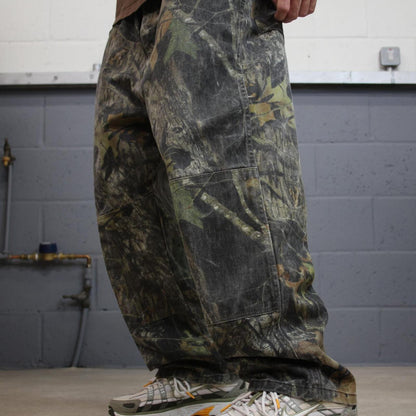 Wrangler camo double knee jeans khaki Loose leg denim tree camouflage hunting pants
