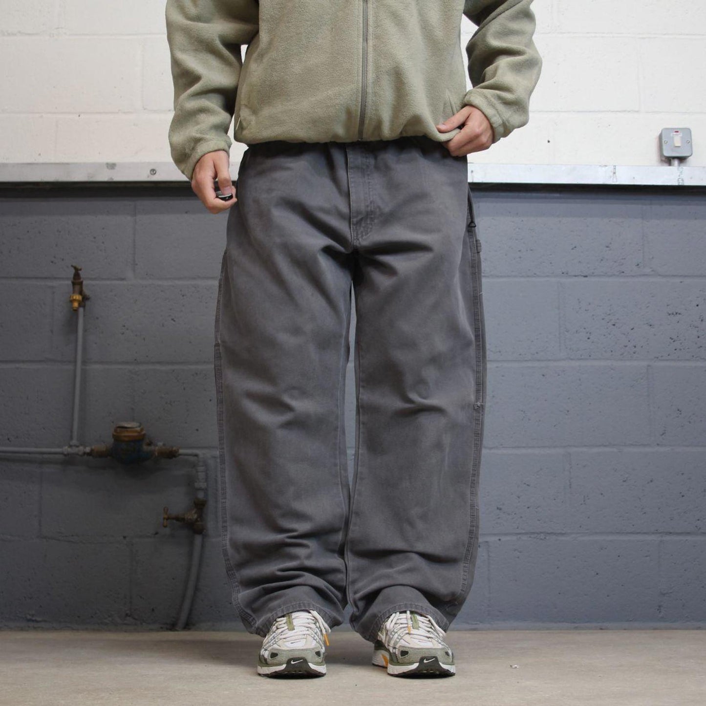 Vintage baggy Dickies carpenter jeans W42L32 grey 90s skater style workwear cargo pants