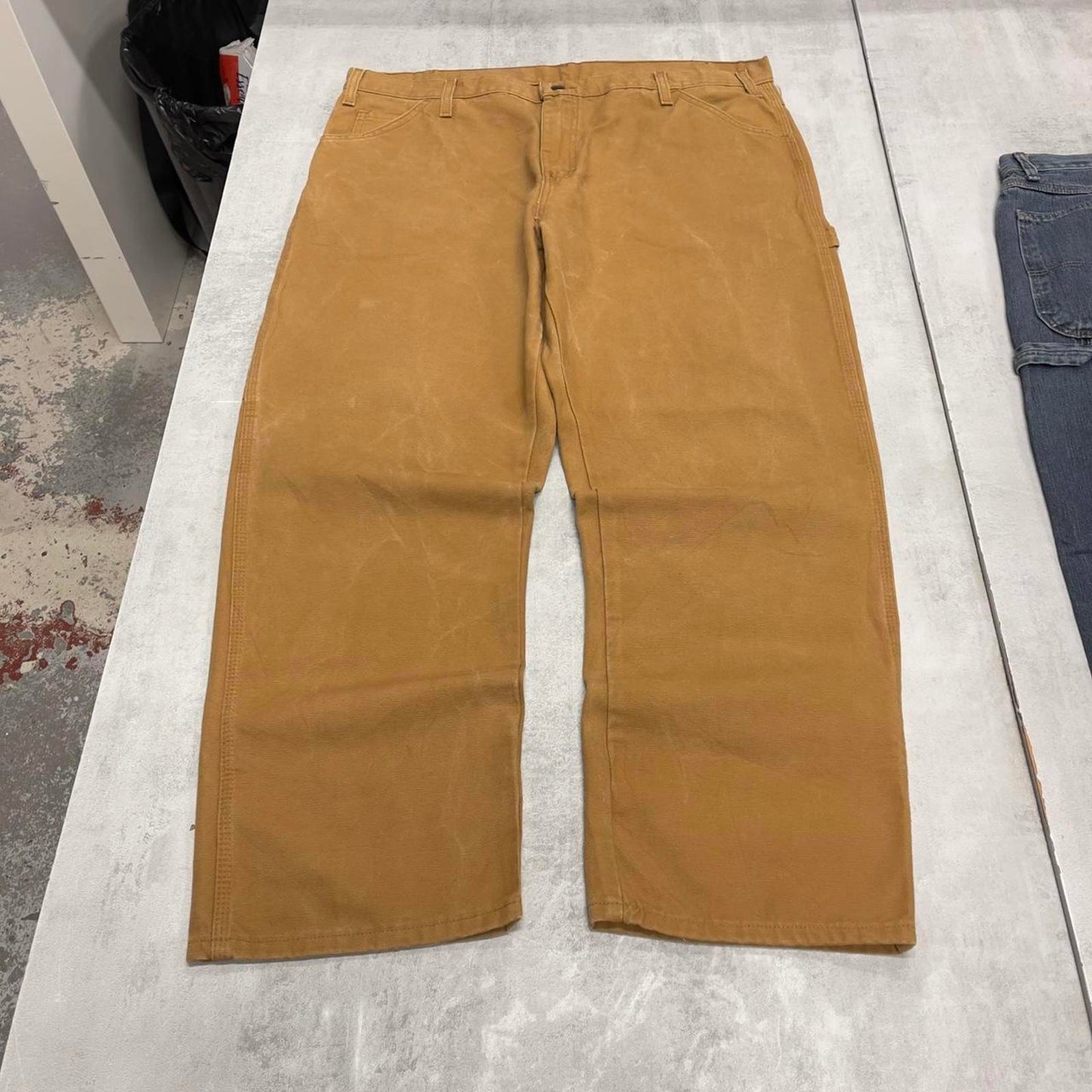 Baggy Dickies carpenter jeans W40L30 tan brown wide leg 90s style canvas cargos