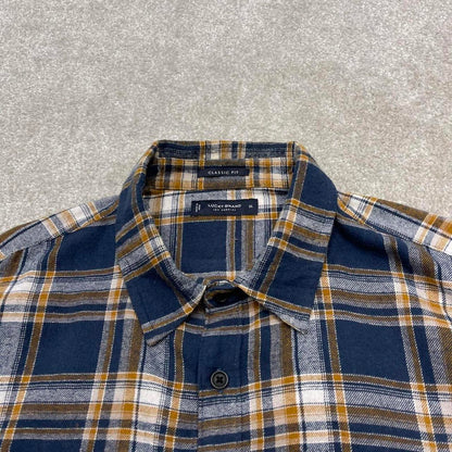 Checkered plaid flannel shirt autumnal XL navy Lucky Brand men's long sleeve button up y2k style