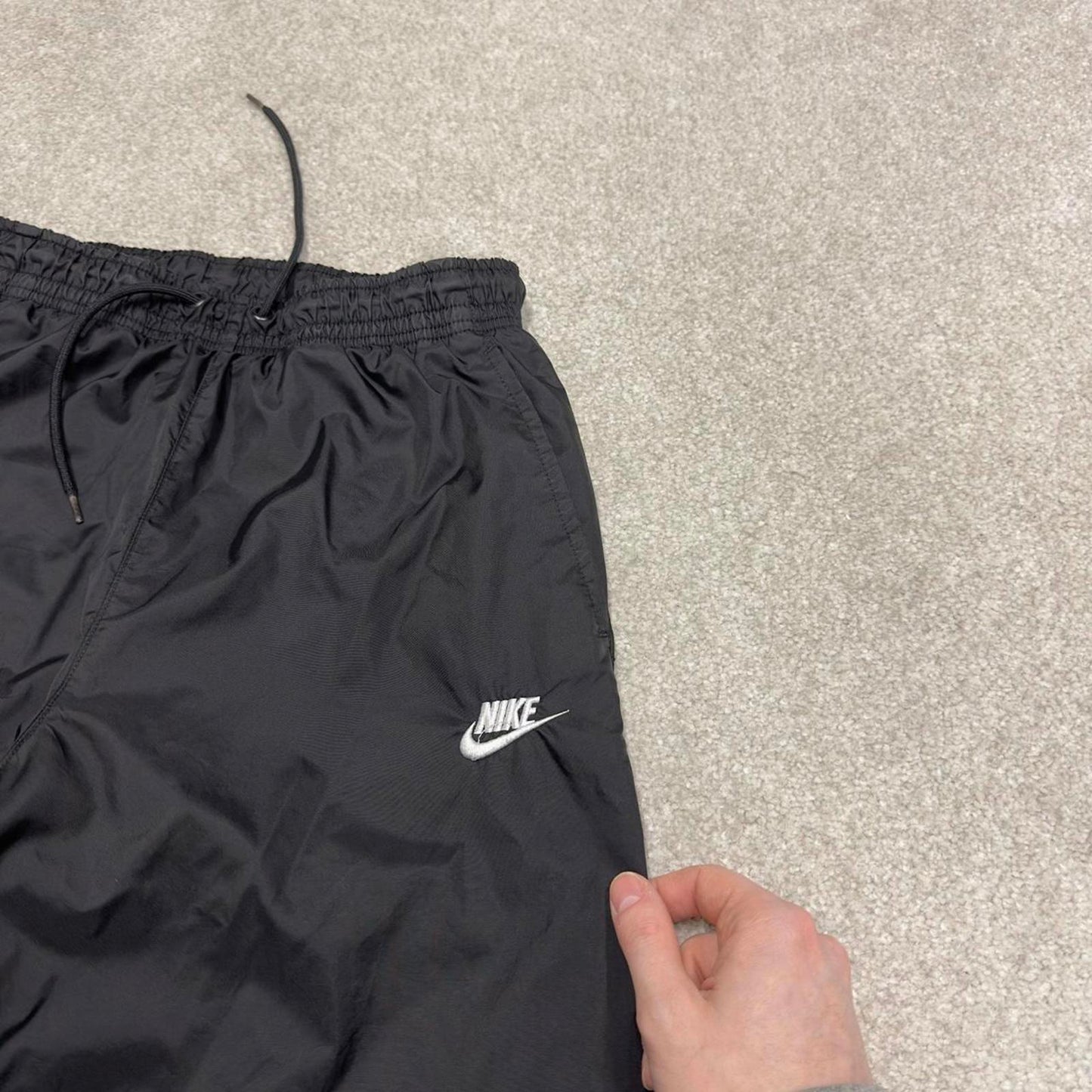Vintage y2k Nike tracksuit bottoms black Soft shell mesh lined embroidered logo track pants
