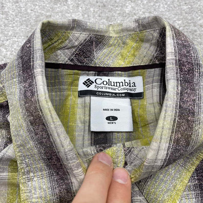 Y2K boxy fit checkered shirt short sleeve green Columbia surf style check shirt summer festival