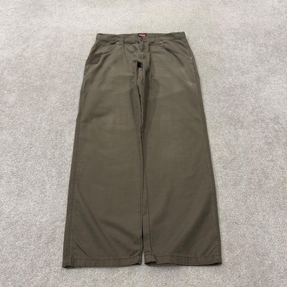 Wrangler carpenter pants y2k green Loose straight leg skater style workwear utility pants