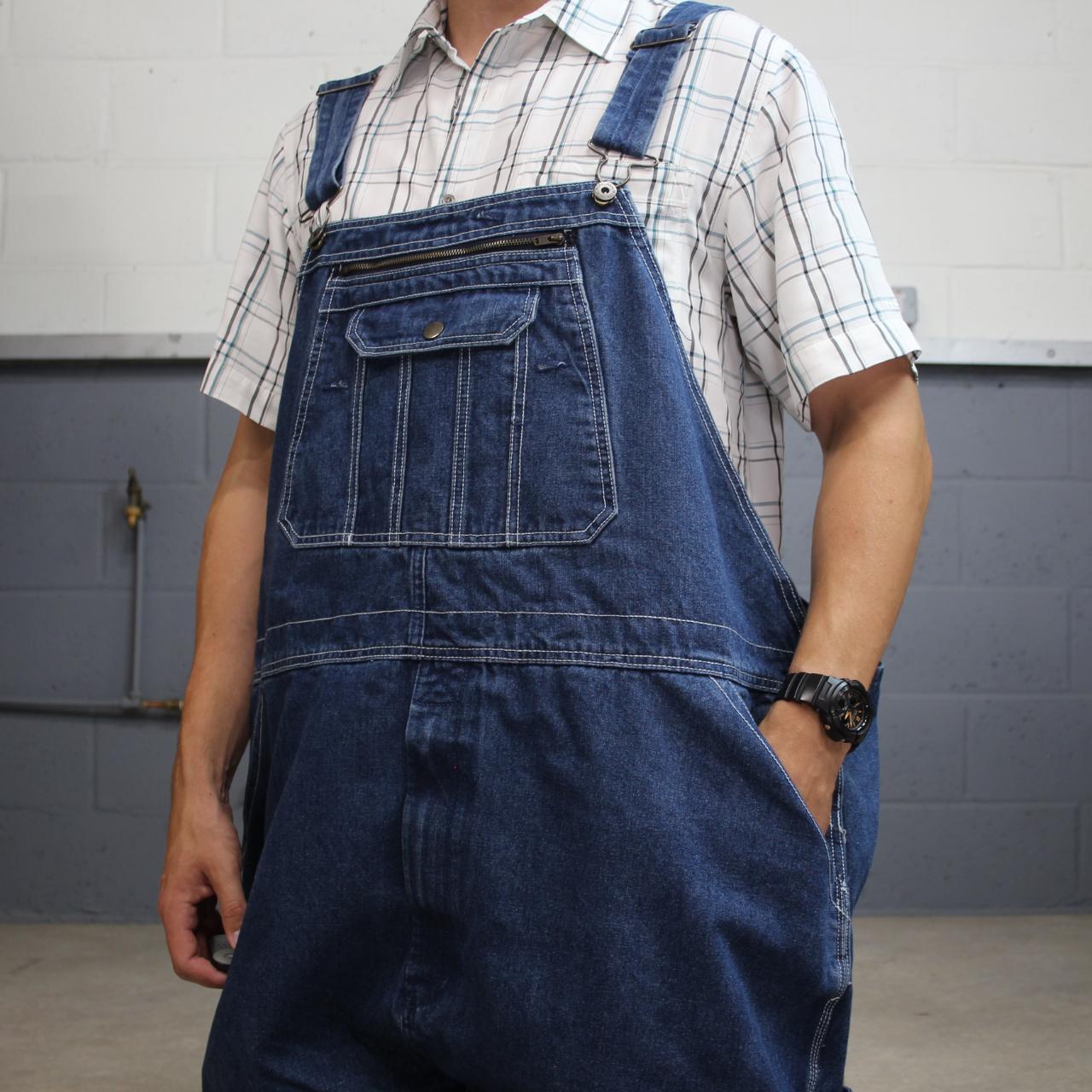 Vintage y2k denim dungarees loose leg blue Real Work workwear bib & brace overalls utility