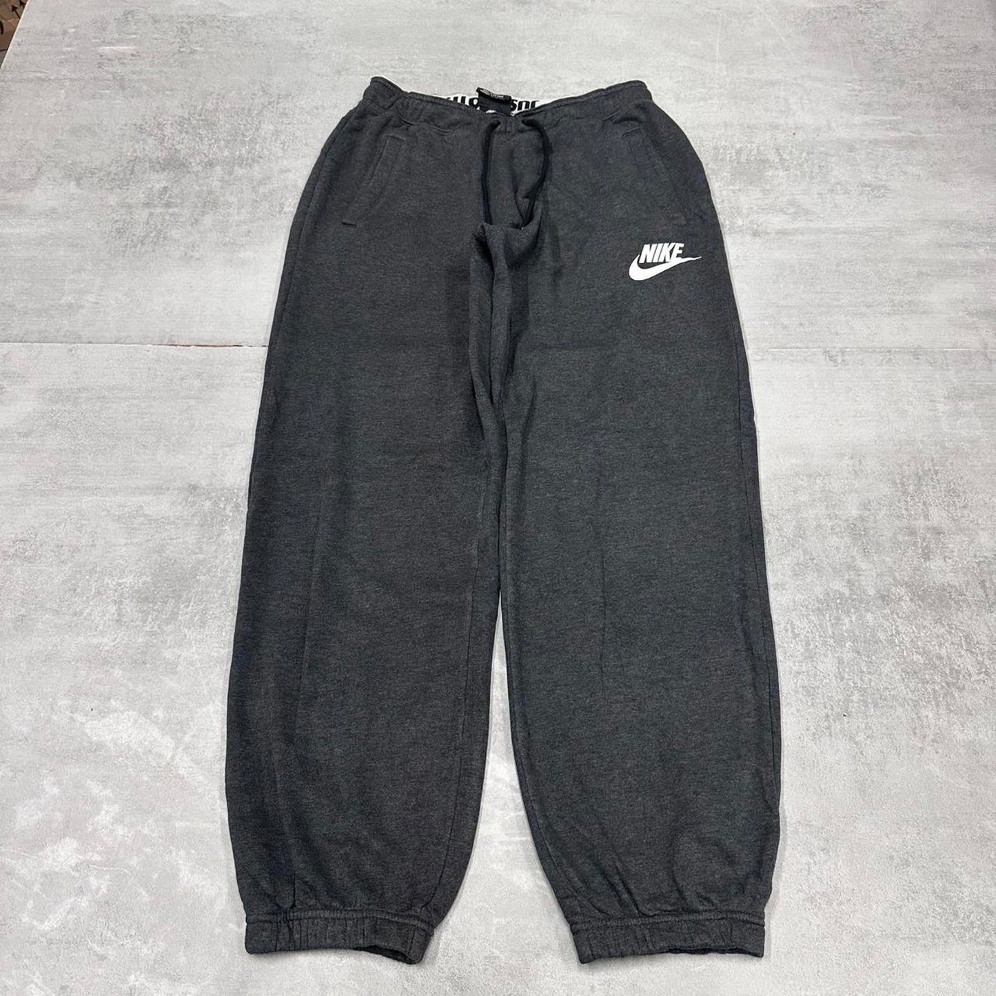 Y2k Nike tracksuit bottoms Medium men's grey joggers sweatpants loose track pants swoosh logo