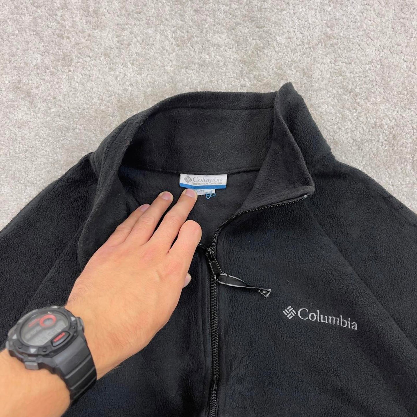 Black Columbia technical full zip fleece XL y2k style autumn adjustable waist