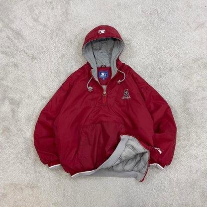 Alabama Crimson Tide Starter jacket XL red pullover hooded half zip nfl windbreaker bomber