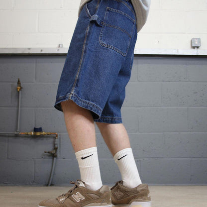 Y2k baggy carpenter shorts skater style blue Denim loose leg RK Brand summer festival jorts