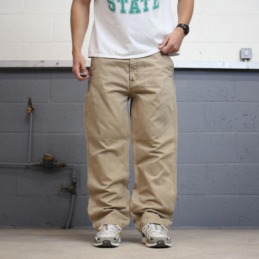 Mens Carhartt carpenter pants W38 L30 tan relaxed 90s style cargos