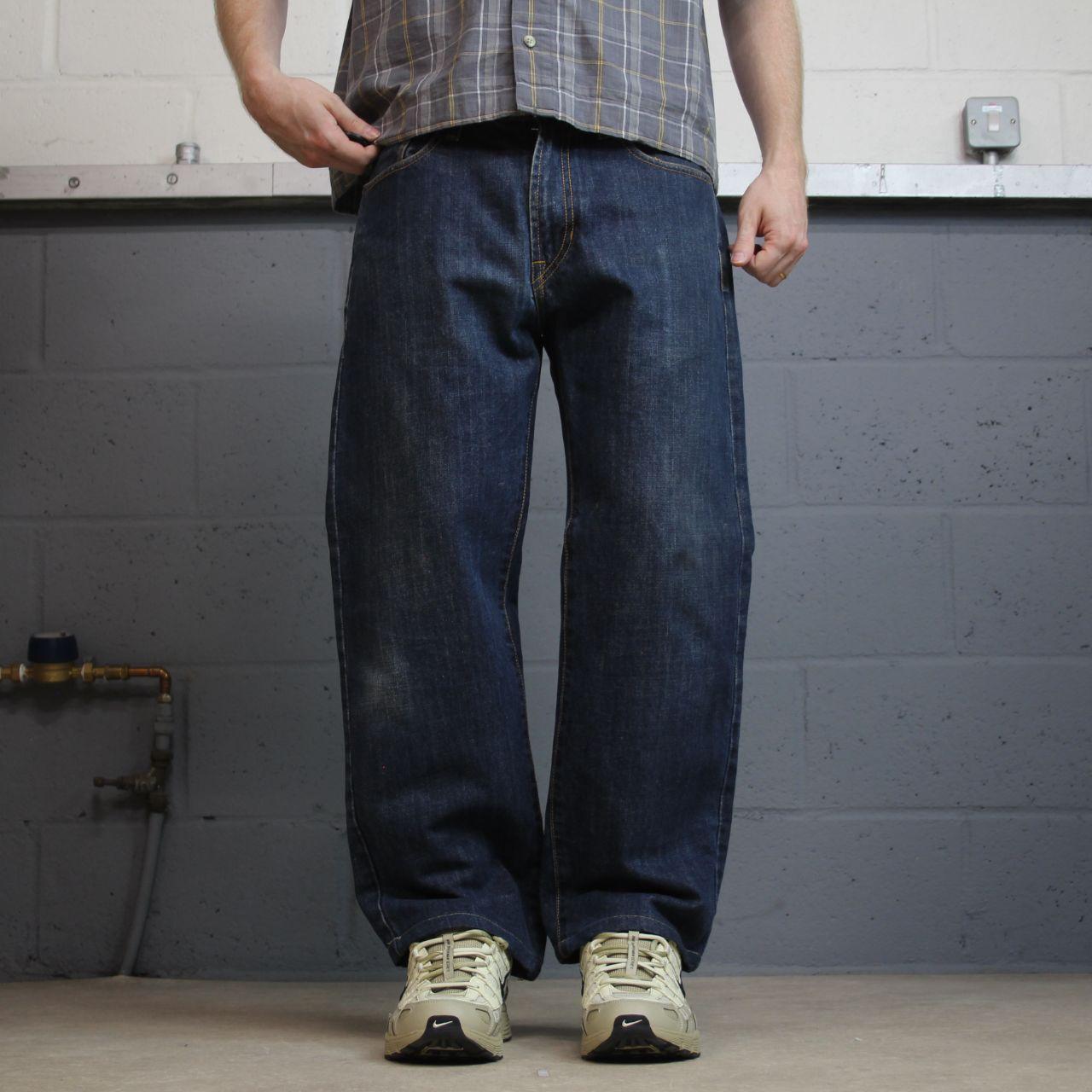 Y2K Sean John jeans straight leg W32L27 blue denim  Hip hop style denim skater pants