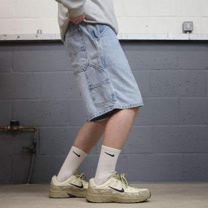 Lee denim carpenter shorts cargo blue Loose leg skater style surf jorts