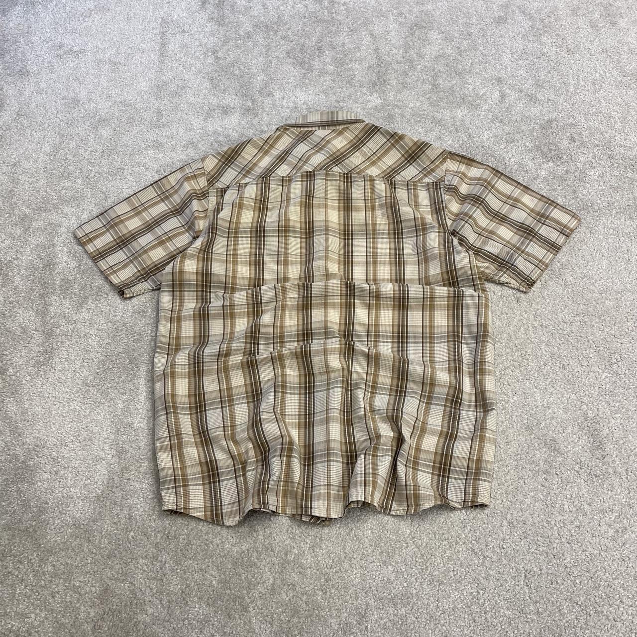 North Face checkered short sleeve shirt brown TNF festival style surf check shirt