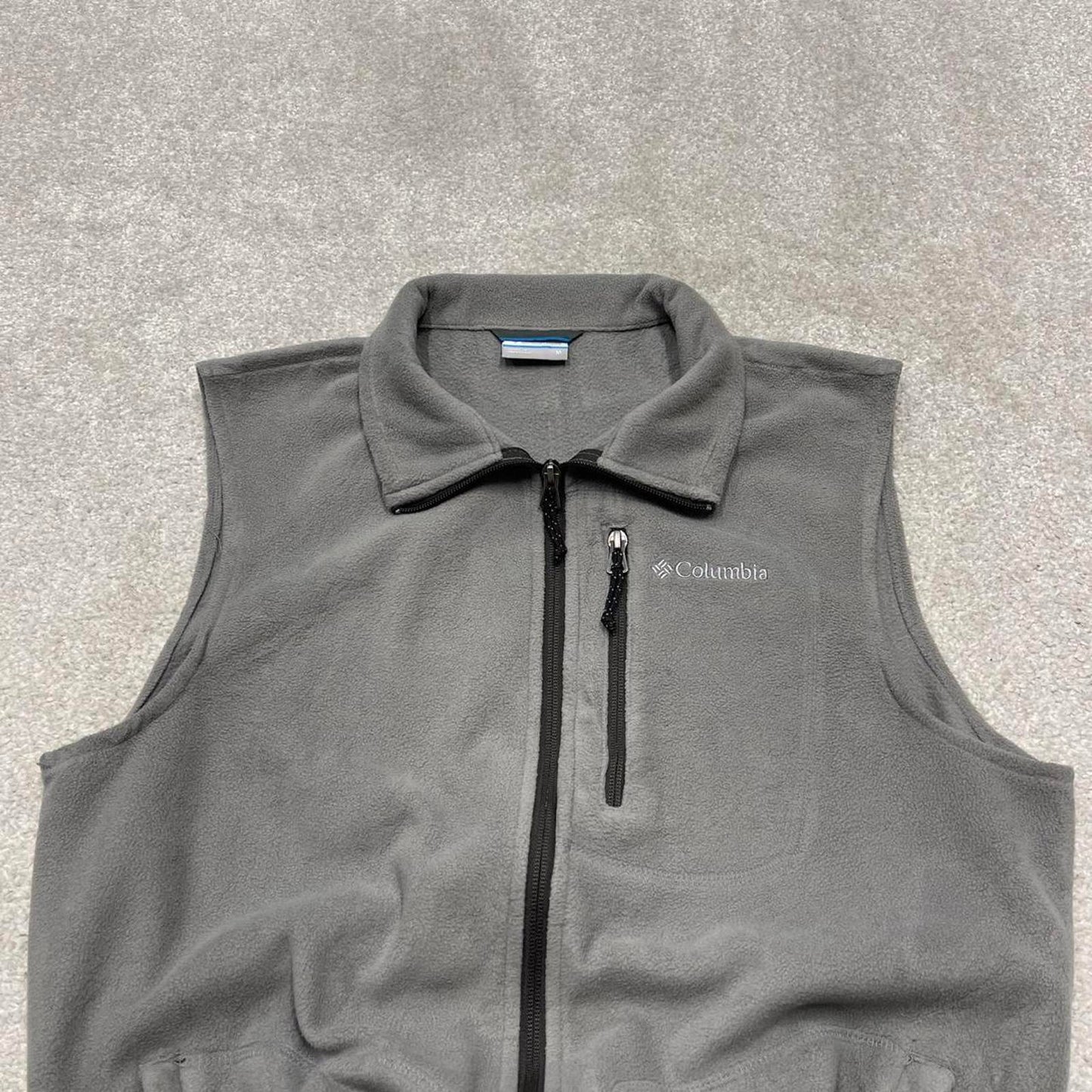 00s Columbia technical fleece gilet M men's grey full zip up y2k style autumn adjustable waist