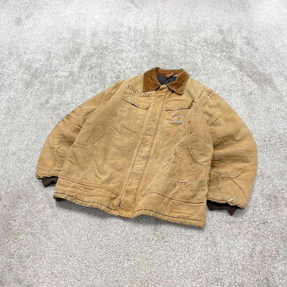 Vintage 90s Carhartt jacket winter XL tan brown canvas padded arctic chore coat workwear