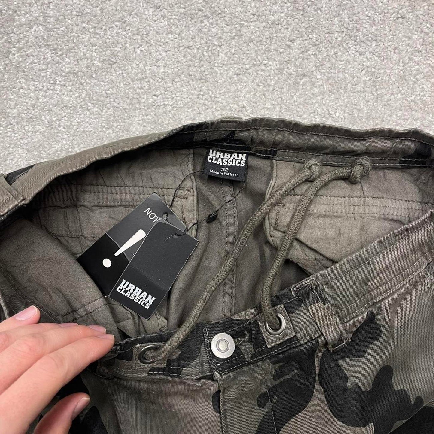 Y2K camo cargo pants khaki Urban classics camouflage cargo trousers utility cuffed legs
