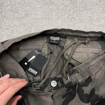 Y2K camo cargo pants khaki Urban classics camouflage cargo trousers utility cuffed legs