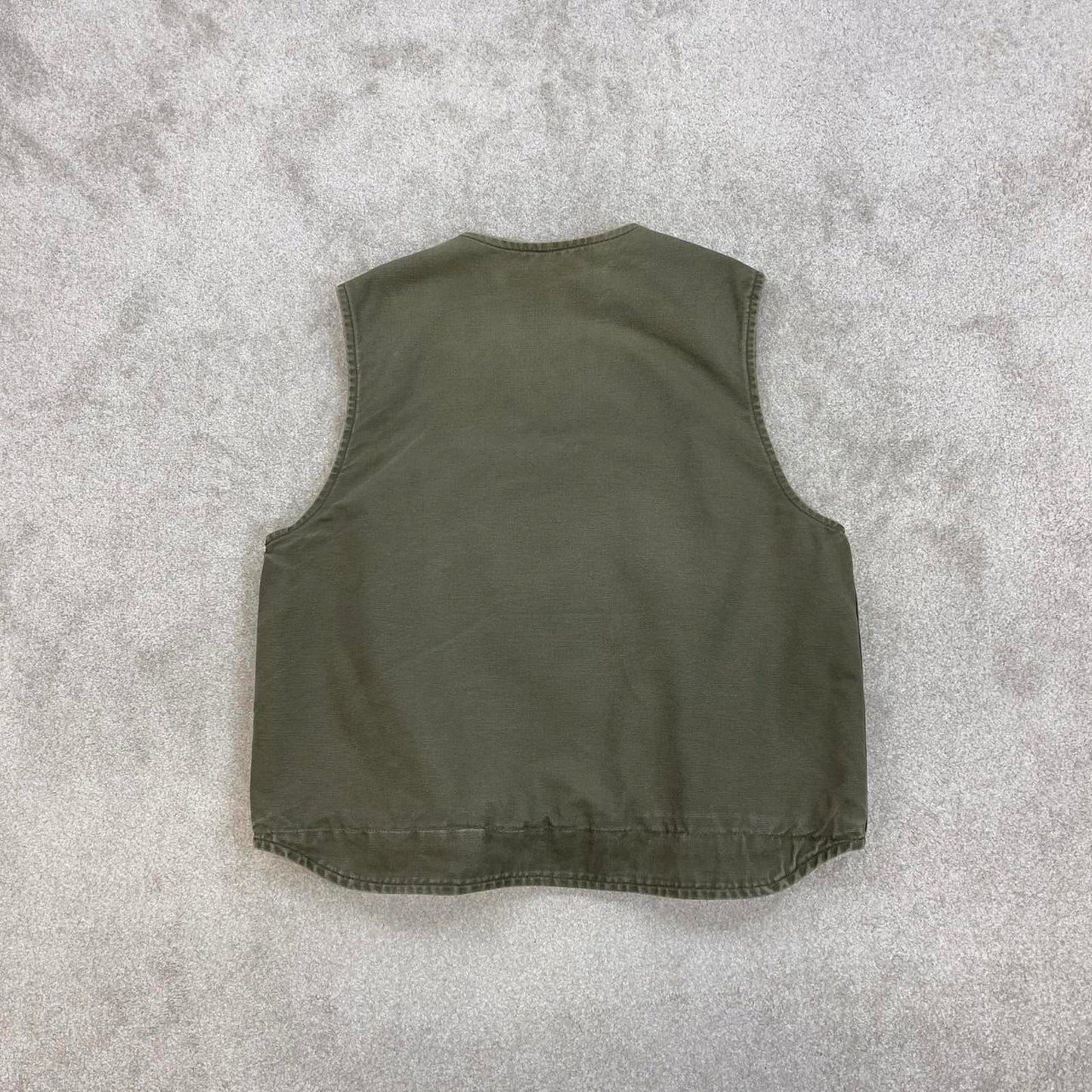 Green vintage Carhartt Gilet XL thick canvas sherpa lined body warmer