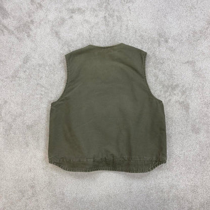 Green vintage Carhartt Gilet XL thick canvas sherpa lined body warmer