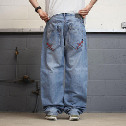Loose Blue Rocawear jeans W38 L34 90s style hip hop jeans embroidered design