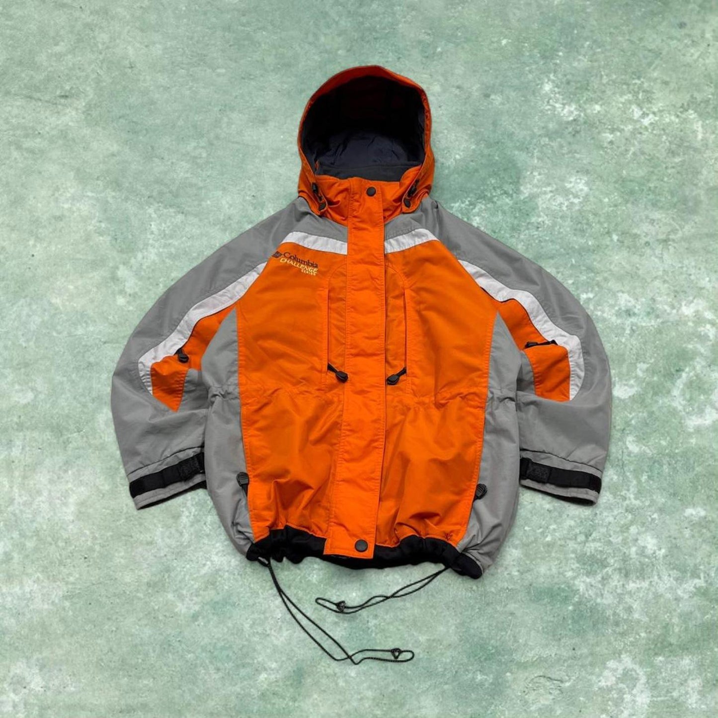 Y2k Columbia technical ski windbreaker jacket orange snow boarding jacket snow skirt adjustable