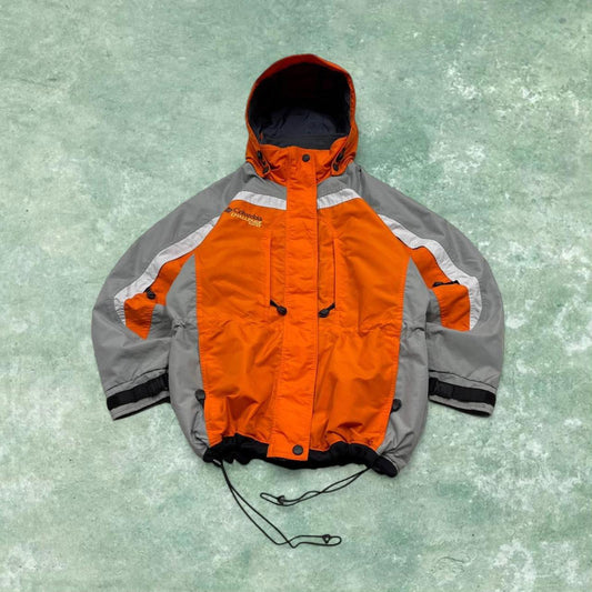 Y2k Columbia technical ski windbreaker jacket orange snow boarding jacket snow skirt adjustable