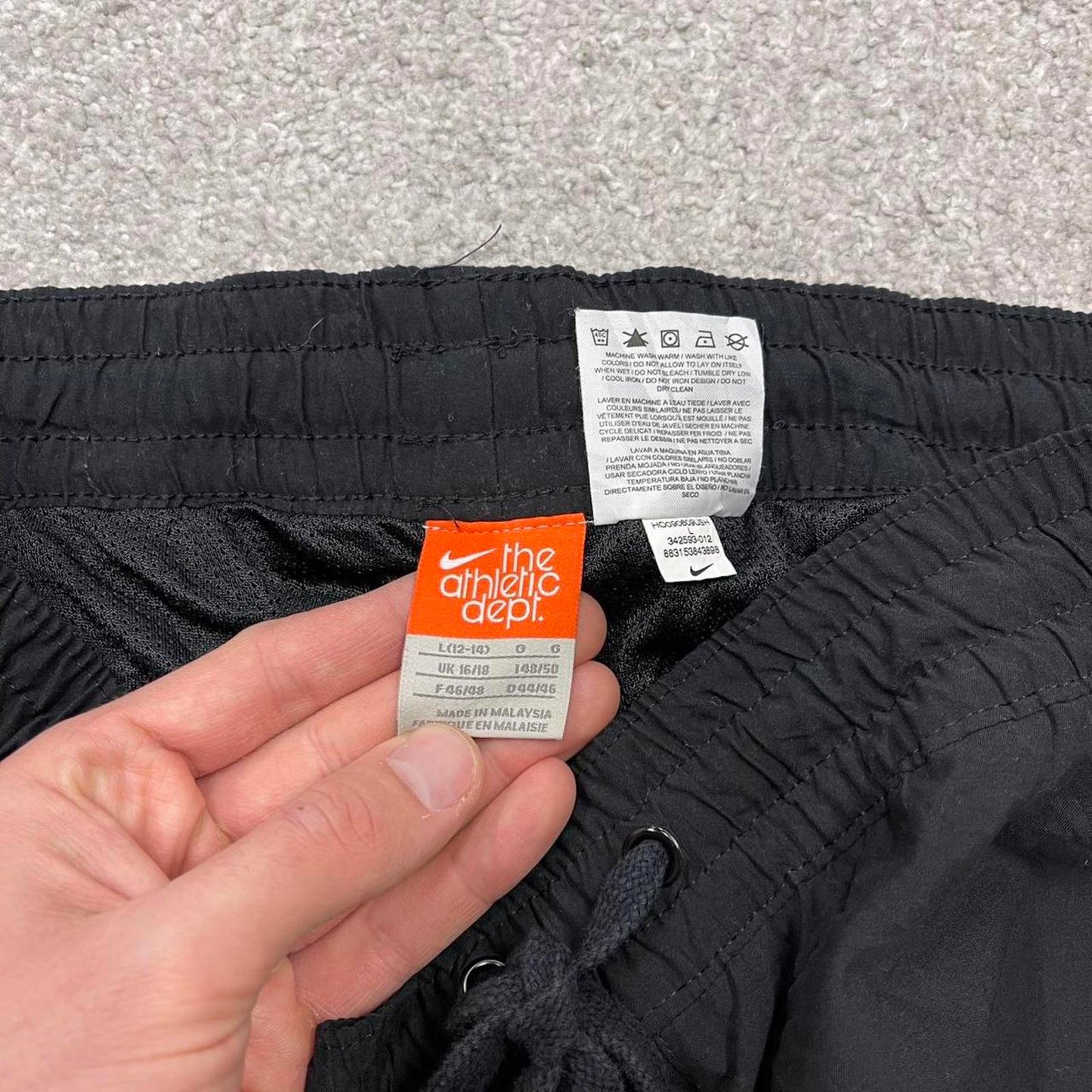 Y2k baggy Nike tracksuit bottoms wide leg black Loose lined embroidered striped track pants